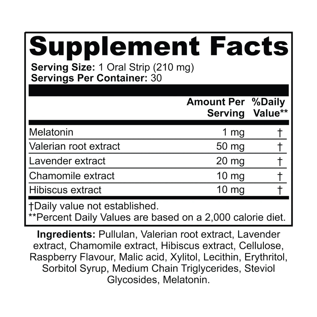 Supplement facts label with ingredients and nutritional information on a white background