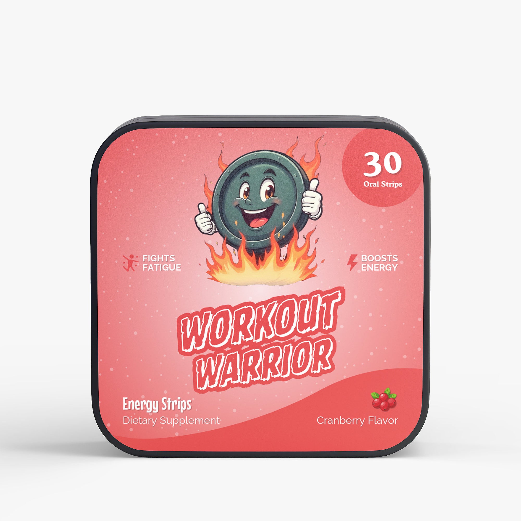 Happy Strips Workout Warrior Packaging – Energy Boosting Oral Strips with Caffeine and B Vitamins